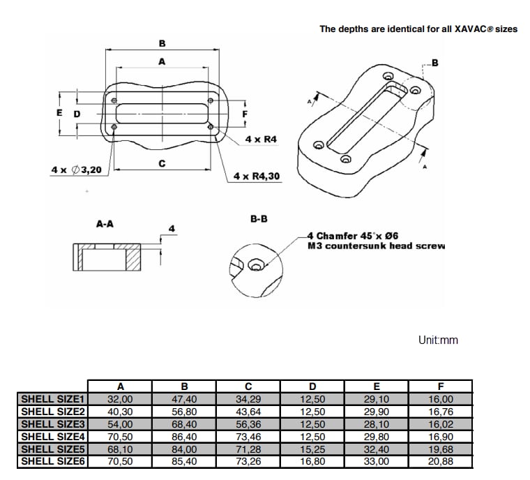 Mechanical Drawing - Positronic XAVAC® D-Subminiature Connectors